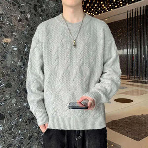 Pulls d'hiver en tricot tendance pour hommes, couleur unie, respirants et fabriqués au Pakistan avec col rond - Product Image 2