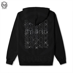 Sudaderas con capucha negras con diamantes de imitación ostentosos de algodón 100% para hombres con diferentes diseños y colores. - Product Image 1