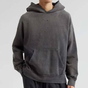 Alta calidad personalizada de gran tamaño hombros caídos bolsillo algodón polar hombres sudaderas con capucha transpirables lavado ácido sudaderas básicas - Product Image 1