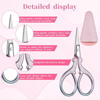 Ciseaux industriels pour gaucher, mini-ciseaux à broder rose magnifique avec étui en cuir portable, légers et faciles à utiliser