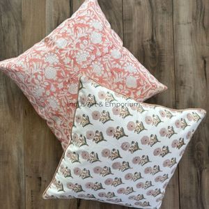 Taie d'oreiller en coton 100% réutilisable, imprimée à la main au motif de fleurs de pêcher, nouveau design indien, pour la maison, l'hôtel, le canapé, la literie - Product Image 6