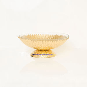 Tazón decorativo con diseño de forma de hoja chapado en oro con textura martillada pulida brillante, tazón de Metal de latón de acero inoxidable - Product Image 2