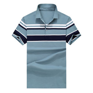 Polo pour hommes T-shirt à broderie d'été pour les affaires et les loisirs 100% coton à manches courtes respirant tricoté de couleur unie - Product Image 2