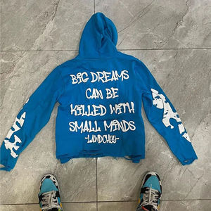 Sweats à capuche oversize unisexe en coton imprimé de logo en polaire lourde de haute qualité Oem noir pour hommes pour l'hiver - Product Image 4