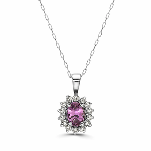 Wholesale GRA Certified <b>Pink</b> Moissanite <b>Necklace</b> 925 Sterling Silver Oval Halo Pendant Fine Jewelry Custom - Product Image 2