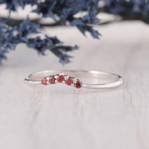 Bijoux pour femmes Bague en argent style bohème Bijoux en argent sterling 925 avec grenat et pierres précieuses Bague faite à la main Cadeau pour l'amour - Product Image 3