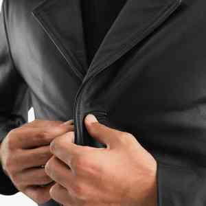 Manteau long en cuir véritable sur mesure pour hommes et femmes, col montant, cuir de vache, logo frontal, respirant, coupe-vent, veste d'automne - Product Image 2