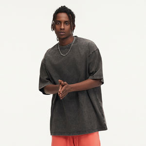 T-shirt lourd 300GSM lavé à l'acide surdimensionné en gros 100 coton pour hommes t-shirt vintage blanc personnalisé avec logo personnalisé - Product Image 6