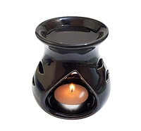 Brûleur d'encens en marbre artisanal, diffuseur d'arômes en pierre savonneuse noire, lampe brûle-huile, brûleur d'encens en bois de santal pour la maison