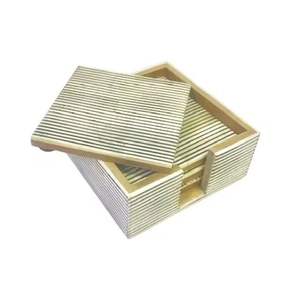 Exquisite Durable Home Decorative Handmade Walnut <b>Wood</b> Cork Drink Coasters with Holder Woven <b>Placemats</b> - Product Image 1