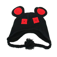 Nuevo Diseño Personalizado, Gorro de Punto Acrílico 100% para Adultos Unisex, Cálido para Invierno, con Bordado 3D de Ratón de Dibujos Animados