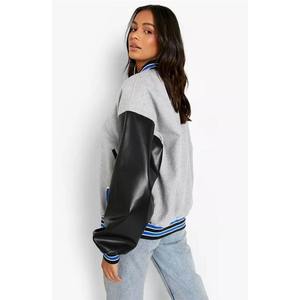 Veste d'université en satin à la mode pour hommes et femmes avec motif brodé Doublure en laine confortable en cuir de mouton rembourrage en coton - Product Image 2