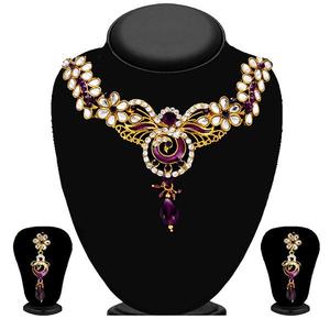 Tip Top Fashions 2200602 Conjunto de joyería fina Collar de piedra austriaca púrpura chapado en oro - Product Image 1