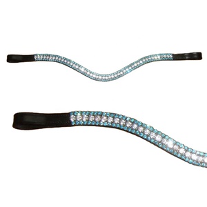 Bandas de caballo en forma de U azul marino Aqua de alta calidad, logotipo personalizado brillante de 3 filas, venta al por mayor, tachuelas de cuero para montar ecuestres - Product Image 1