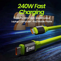 Câble USB C vers USB C 240W avec affichage numérique de la puissance, puce E-Marker, silicone liquide, charge rapide, câble de données pour plusieurs appareils