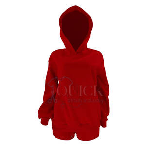 Ropa de calle Venta caliente 100% Sudaderas con capucha de algodón Conjunto corto Venta al por mayor Tallas grandes Precio bajo Mujeres Sudaderas con capucha Conjunto corto - Product Image 1