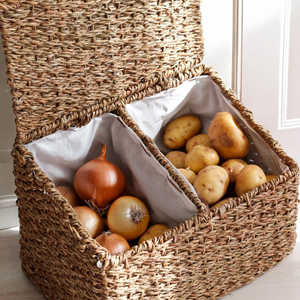 ตะกร้าอเนกประสงค์2ช่องเป็นมิตรกับสิ่งแวดล้อมพร้อมฝาปิดสำหรับการจัดระเบียบบ้านและห้องครัวจากเวียดนาม - Product Image 2