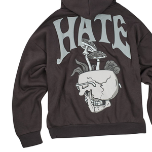 Amour crâne graphique à capuche noir unisexe coton polaire pull Streetwear élégant surdimensionné décontracté chaud hiver mode sweat - Product Image 6