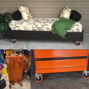 Arancione Set di 4 ruote girevoli 76 mm carrelli mobili 400 kg capacità 360 gradi 2 freni facile trasporto casa/ufficio - Product Image 3