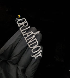 Elegante colgante de letra personalizada de Hip Hop de Plata de Ley 925 tachonado con diamantes cultivados en laboratorio de claridad VVs de corte redondo - Product Image 2