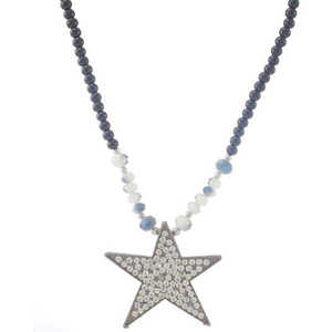 Collar con colgante fino Urthn 1105717 cuentas negras con pieza de declaración de piedra austriaca - Product Image 1