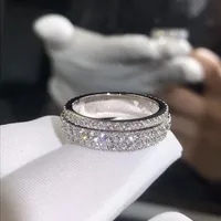 Anillo de Boda Tishya con Diamante Moissanite de 2 Quilates, Corte Brillante, Estilo Hip Hop, Chapado en Oro Rosa, Plata 925