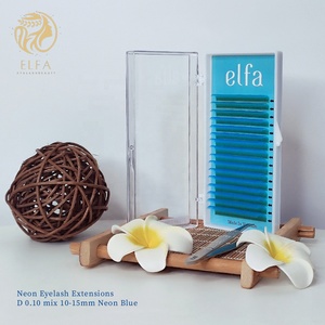 Elfa 0.10ผสม10-15มม. สีฟ้านีออนขนตาสีฟ้าเส้นใย HY lon สีเข้มเส้นใย HY แบบธรรมชาตินุ่มยาวขนตาต่อขนตา - Product Image 1