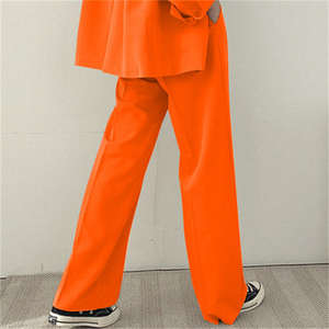 Pantalon de costume de bureau long droit pour femme, taille haute, à poches, uni, plissé, respirant, avec fermetures éclair, printemps été - Product Image 5