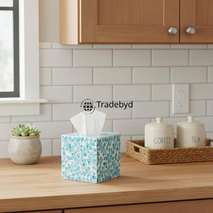 Stylish Premium Quality Mop Inlay Tissue <b>Box</b> Handmade <b>Floral</b> Pattern Engraved Printing Tissue Holder for Home Office Decor - Product Image 3