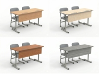 Ensemble de chaise et de bureau d'étudiant double ARSU de haute qualité, moderne et écologique, avec structure métallique sans tiroirs, pour usage scolaire commercial