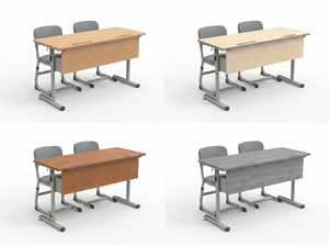 Ensemble de chaise et bureau double ARSU moderne et écologique de haute qualité avec structure métallique sans tiroirs pour usage scolaire - Product Image 6