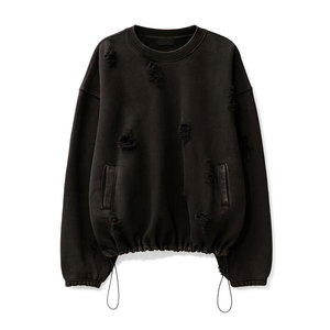 Quantité minimale de commande bas Vente chaude Personnalisé Hommes Sweat De Détresse En Couleur Unie Personnalisé Marque Privée Sweat De Détresse - Product Image 1