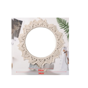 Miroir mural en macramé au design haut de gamme Design décoratif et créatif Finition naturelle Décoration de Noël Miroir mural - Product Image 2