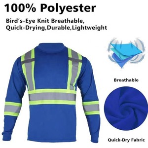 เสื้อแขนยาวแห้งเร็ว สีส้มสะท้อนแสง สำหรับคนงานก่อสร้าง พร้อมแถบสะท้อนแสงมองเห็นได้ชัดเจน - Product Image 6