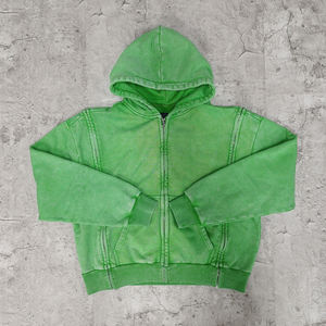 Sudadera con Capucha Personalizada con Bordado Francés, Estilo Desgastado, Lavado Ácido, Cierre Doble, Efecto Descolorido por el Sol - Product Image 5