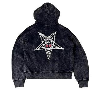 Sudaderas con capucha para hombre con serigrafía de peso pesado más vendidas, ropa de calle térmica, sudaderas con capucha de lágrimas de mezclilla negra para hombre - Product Image 4
