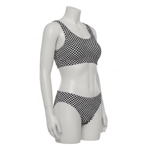 Ensemble de bikini à carreaux écologique en deux pièces, nylon recyclé, élasthanne extensible, séchage rapide, maillot de bain, plage, piscine, mode estivale - Product Image 3