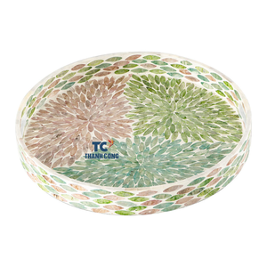 Plateaux ronds de luxe en nacre, plateaux de Table Gor, plateau de service décoratif haut de gamme pour la maison - Product Image 2