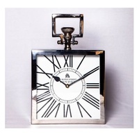 Jam meja dekoratif bergaya Vintage, bahan Aluminium gerakan Quartz pola abstrak untuk dekorasi rumah