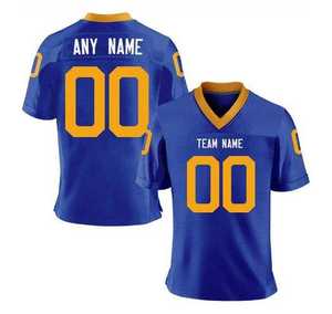 Maillot de football personnalisé bleu marine et or, uniforme d'équipe en maille respirante, nom et numéro personnalisés, vêtements de sport athlétiques à manches courtes - Product Image 5