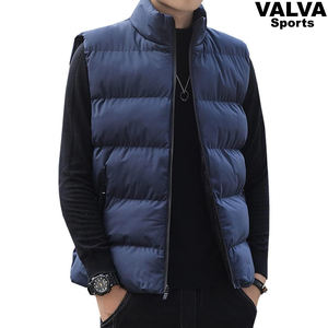 High Quality 100% Polyester <b>Men's</b> <b>Fleece</b> Warm Winter Jacket <b>Navy</b> Vest with Stand Collar Canvas Fabric Made in Pakistan - Product Image 3