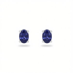 Orecchini a Perno in Argento Sterling 925 con Tanzanite Naturale Taglio Ovale 5x3mm, Regalo Classico per Donne, Gioielli alla Moda - Product Image 2