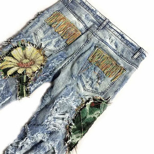 Nouveaux patchs pour hommes, pantalon baggy, taille haute, jean d'hiver avec fermeture à glissière, poche droite, coupe ample - Product Image 4