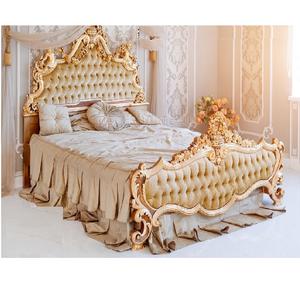 Elegante clásico oro pulido doble dormitorio Diseño Interior muebles de dormitorio de lujo real de lujo tallado a mano conjunto de dormitorio - Product Image 1
