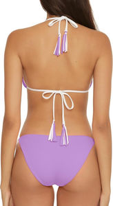 ชุดบิกินี่สตรีผ้าโพลีเอสเตอร์สแปนเด็กซ์สีดำชุดเสื้อผ้าสองชิ้นสำหรับใส่ไปทะเล - Product Image 6