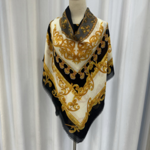 Wholesale Black <strong>Women</strong> Fancy Viscose Square Cotton <strong>Scarf</strong> With Fringe Patterns Spring Summer <strong>Scarf</strong> With Light Tassel <strong>Grey</strong> - Product Image 1