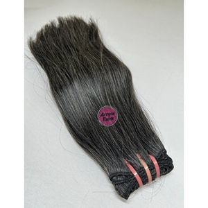 Extensiones de Cabello Humano con Trama Doble de Color Gris Oscuro, con Longitudes Uniformes y Gruesas desde la Raíz hasta la Punta - Product Image 5