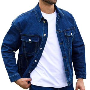 Chaqueta Vaquera Azul Desgastada Clásica de Alta Calidad con Logotipo Personalizado al por Mayor, Chaquetas Vaqueras Personalizadas para Hombre - Product Image 1