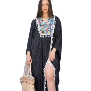 Nuevo estilo de verano para mujer, vestido largo Sexy hasta el suelo con bordado de yugo, abertura en la rodilla con cordones, cintura Natural, tejido ecológico - Product Image 1