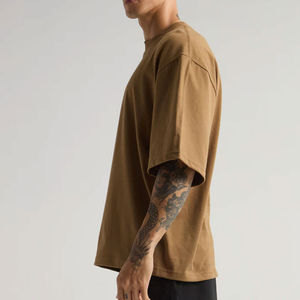 เสื้อยืดผ้าฝ้าย100% คุณภาพสูงสำหรับผู้ชายทรงหลวมพร้อมพิมพ์โลโก้แบบกำหนดเองแห้งเร็วดีไซน์ด้านหน้าว่างเปล่า - Product Image 2